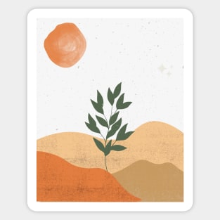 Minimalist Illustration Grey World Orange Sun Sticker